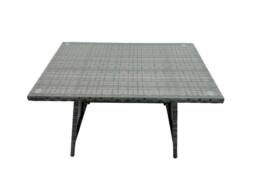 Fimous Rattan Dining Table Sofa Set with 2 Side Tables 3 Footstools Outdoor in Dark Grey - thumbnail 3