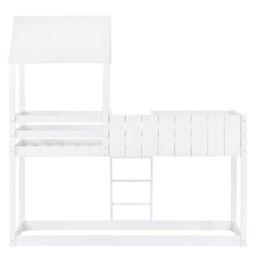 Matteo Wooden Bunk Bed, Loft Bed with Ladder & Guard Rail in White - Size: Single - thumbnail 8