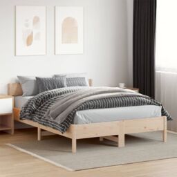 Berkfield Home Bed Frame without Mattress 150x200 cm King Size Solid Wood Pine in Brown - thumbnail 3