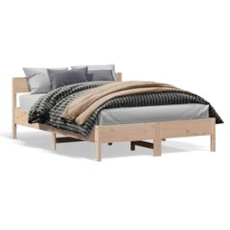 Berkfield Home Bed Frame without Mattress 150x200 cm King Size Solid Wood Pine in Brown - thumbnail 1