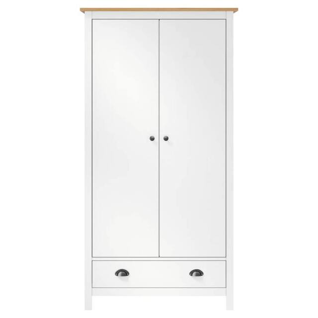 Berkfield Home 2-Door Wardrobe Hill White 89x50x170 cm Solid Pine Wood - Size: 89 x 50 x 170 cm - image 1