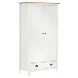 Berkfield Home 2-Door Wardrobe Hill White 89x50x170 cm Solid Pine Wood - Size: 89 x 50 x 170 cm - thumbnail 2