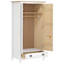 Berkfield Home 2-Door Wardrobe Hill White 89x50x170 cm Solid Pine Wood - Size: 89 x 50 x 170 cm - thumbnail 3