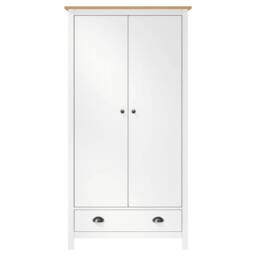 Berkfield Home 2-Door Wardrobe Hill White 89x50x170 cm Solid Pine Wood - Size: 89 x 50 x 170 cm - thumbnail 1
