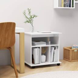 Berkfield Home Rolling Cabinet High Gloss White 60x45x60 cm Engineered Wood - Size: 60 x 45 x 60 cm - thumbnail 2