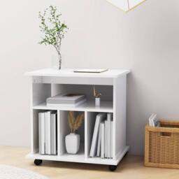 Berkfield Home Rolling Cabinet High Gloss White 60x45x60 cm Engineered Wood - Size: 60 x 45 x 60 cm - thumbnail 3