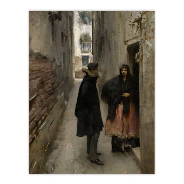 "Artery8 Narrow Street in Venice John Singer Sargent Wall Art Poster Print in Grey - Size: W12"" x H16""" - image 1