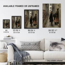 "Artery8 Narrow Street in Venice John Singer Sargent Wall Art Poster Print in Grey - Size: W12"" x H16""" - thumbnail 3