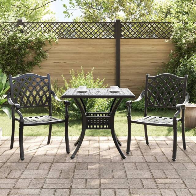 Berkfield Home 3 Piece Garden Bistro Set - Black Cast Aluminum - image 1