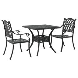 Berkfield Home 3 Piece Garden Bistro Set - Black Cast Aluminum - thumbnail 2