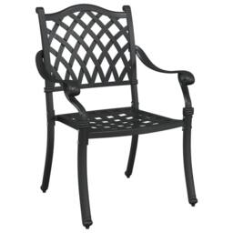 Berkfield Home 3 Piece Garden Bistro Set - Black Cast Aluminum - thumbnail 4