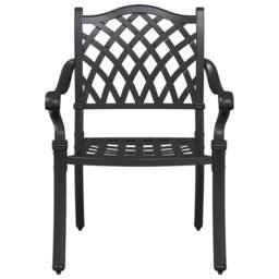 Berkfield Home 3 Piece Garden Bistro Set - Black Cast Aluminum - thumbnail 7