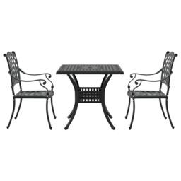 Berkfield Home 3 Piece Garden Bistro Set - Black Cast Aluminum - thumbnail 6