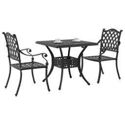Berkfield Home 3 Piece Garden Bistro Set - Black Cast Aluminum - thumbnail 3