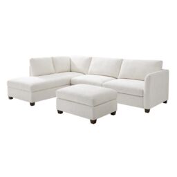 Home Detail Ben Left-Hand Corner Sofa with Footstool in Cream - Size: 4 Person - thumbnail 3