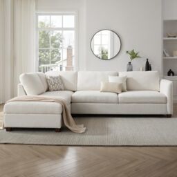 Home Detail Ben Left-Hand Corner Sofa with Footstool in Cream - Size: 4 Person - thumbnail 2