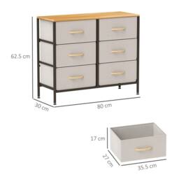 Wyld Haus Nali 6 Drawer Cream White Fabric Dresser Steel Frame & Maple Effect - thumbnail 4