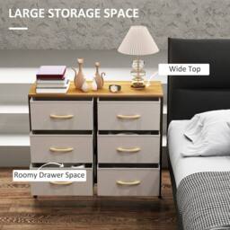 Wyld Haus Nali 6 Drawer Cream White Fabric Dresser Steel Frame & Maple Effect - thumbnail 5