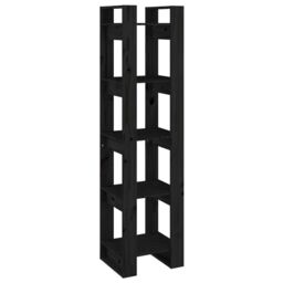 Berkfield Home Book Cabinet/Room Divider Black 41x35x160 cm Solid Wood Pine - Size: 41 x 35 x 160 cm - thumbnail 2