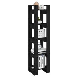 Berkfield Home Book Cabinet/Room Divider Black 41x35x160 cm Solid Wood Pine - Size: 41 x 35 x 160 cm - thumbnail 4