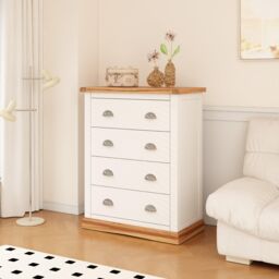 Cabinet Bits Tropea 4 Drawer Chest of Drawers Chrome Cup Handle in Off-White