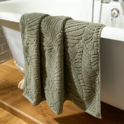 OHS 2 Pack Leaf Jacquard Hand Towel Cotton Bathroom Absorbent Quick Drying Cloth in Green - thumbnail 3