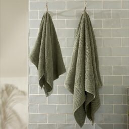 OHS 2 Pack Leaf Jacquard Hand Towel Cotton Bathroom Absorbent Quick Drying Cloth in Green - thumbnail 4