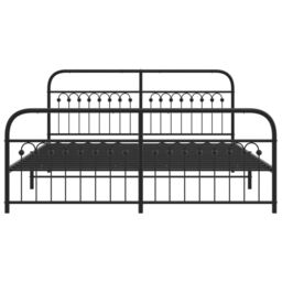 Berkfield Home Metal Bed Frame without Mattress with Footboard Black 183x213cm - Size: 183x213 cm - thumbnail 4