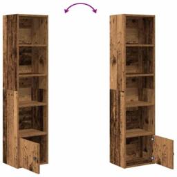Berkfield Home Bookcase Old Wood 31x24x127 cm Engineered Wood in Brown - Size: 31 x 24 x 127 cm - thumbnail 7