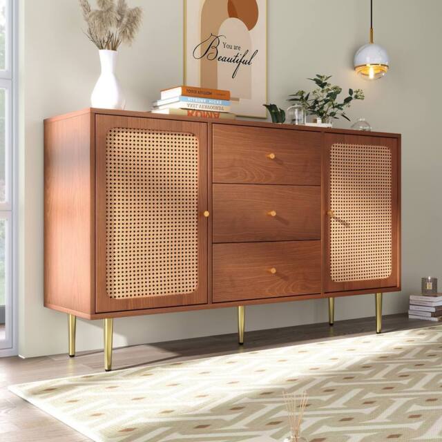 STILVORA Sideboard 150cm with adjustable shelf walnut finish - image 1