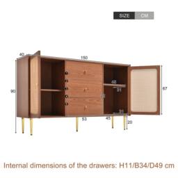 STILVORA Sideboard 150cm with adjustable shelf walnut finish - thumbnail 4