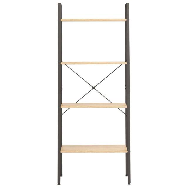 Berkfield Home Practical 4-Tier Standing Shelf Light Brown & Black 56x35x140 cm - Size: 56 x 35 x 140 cm - image 1