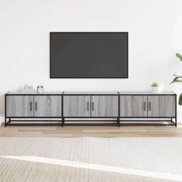 Berkfield Home TV Cabinet Grey Sonoma 210x35x41 cm Engineered Wood - Size: 210 x 35 x 41 cm - thumbnail 3