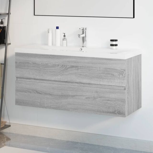 Berkfield Home Sink Cabinet with Built-in Basin Grey Sonoma Engineered Wood - image 1