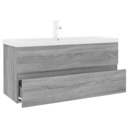 Berkfield Home Sink Cabinet with Built-in Basin Grey Sonoma Engineered Wood - thumbnail 3