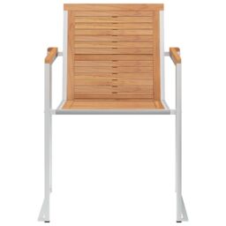 Berkfield Home Garden Chairs 2 pcs Solid Teak Wood & Stainless Steel in Brown - thumbnail 3