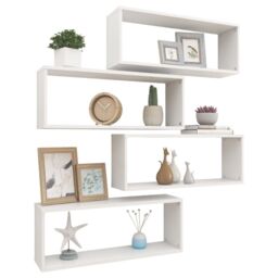 Berkfield Home Wall Cube Shelf 4 pcs White 60x15x23 cm Engineered Wood - Size: 60 x 15 x 23 cm - thumbnail 3