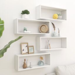 Berkfield Home Wall Cube Shelf 4 pcs White 60x15x23 cm Engineered Wood - Size: 60 x 15 x 23 cm - thumbnail 1
