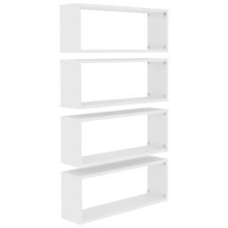 Berkfield Home Wall Cube Shelf 4 pcs White 60x15x23 cm Engineered Wood - Size: 60 x 15 x 23 cm - thumbnail 2