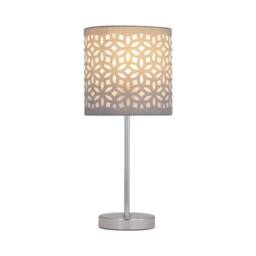 First Choice Lighting Set of 2 Chrome Stick Table Lamps with Grey Laser Cut Shades in Silver - thumbnail 3