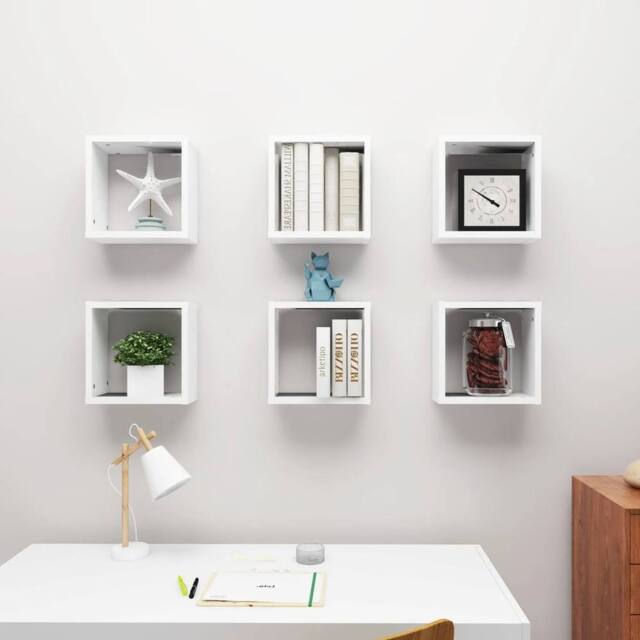 Berkfield Home Wall Cube Shelves 6 pcs White 30x15x30 cm - Size: 30 x 15 x 30 cm - image 1