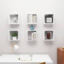 Berkfield Home Wall Cube Shelves 6 pcs White 30x15x30 cm - Size: 30 x 15 x 30 cm - thumbnail 1