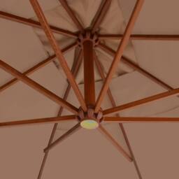 Berkfield Home Elegant Cantilever Umbrella with Wooden Pole 400x300 cm Taupe in Beige - thumbnail 4