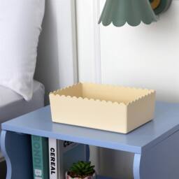 OHS Scallop Edge Organiser PP Plastic Box Tub Storage Bin Container in Cream - thumbnail 2