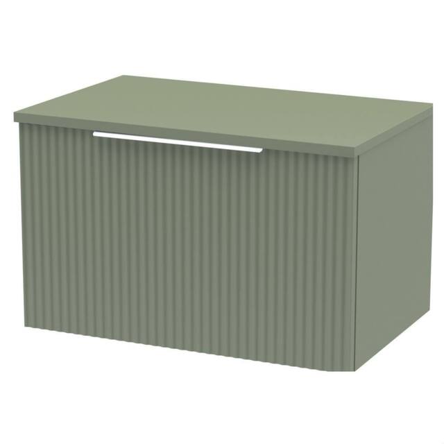 Balterley Tixall Fluted 1 Drawer Wall Hung Vanity Unit, Satin Green, 600mm in Green - image 1