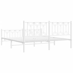 Berkfield Home Metal Bed Frame without Mattress with Footboard White 183x213cm - Size: 183x213 cm - thumbnail 6