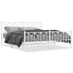 Berkfield Home Metal Bed Frame without Mattress with Footboard White 183x213cm - Size: 183x213 cm - thumbnail 1