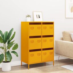 Berkfield Home Highboard Mustard Yellow 68x39x101.5 cm Steel - thumbnail 3