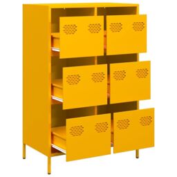 Berkfield Home Highboard Mustard Yellow 68x39x101.5 cm Steel - thumbnail 4