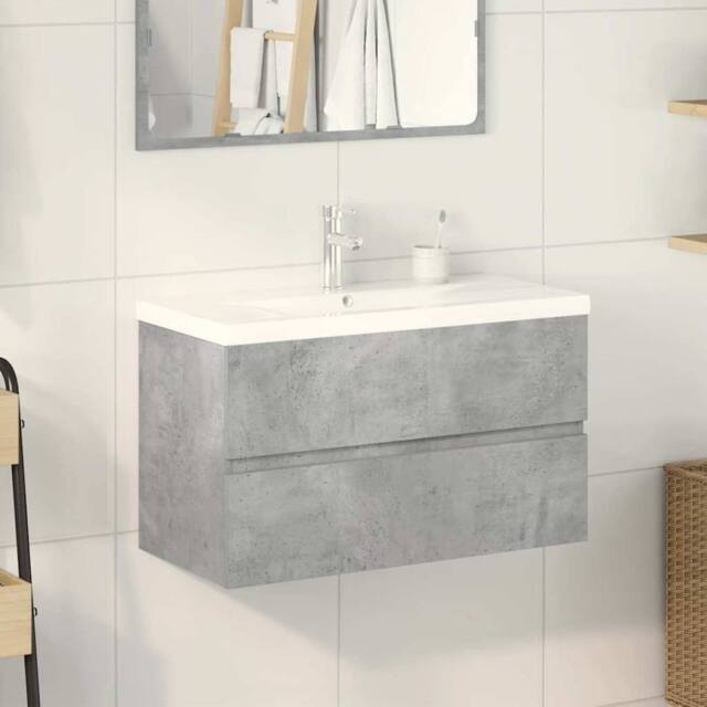 Berkfield Home Durable 2 Piece Bathroom Furniture Set Concrete Grey Engineered Wood - image 1